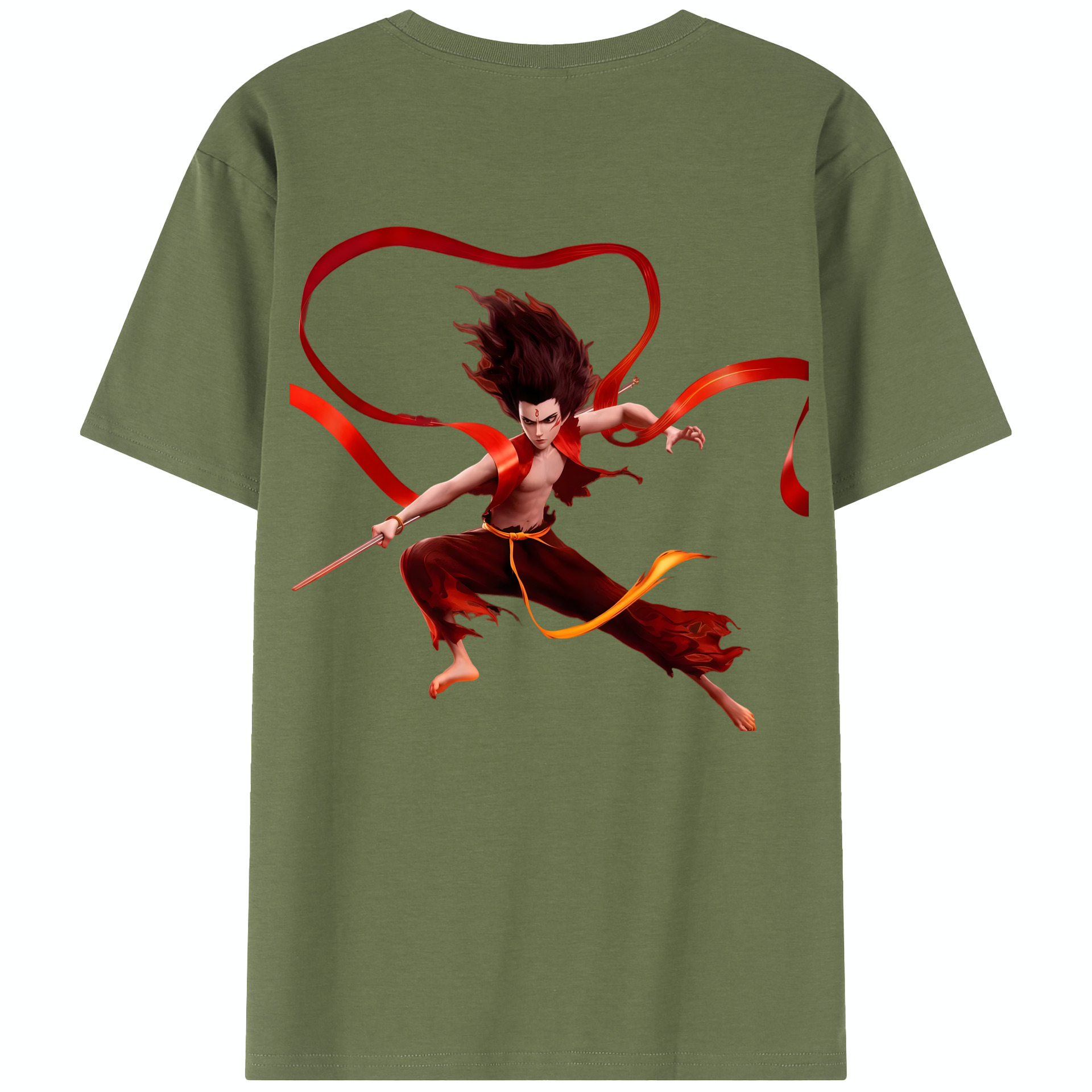 （画像用） Ne Zha 2 ナタ 魔童の大暴れ 綿100％半袖Tシャツ（背面プリント）